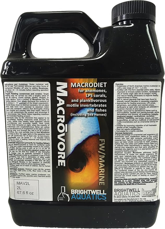 Brightwell Aquatics Macrovore - Food for Anemones, LPS Corals & Planktivorous Motile invertebrates & Fishes, 2 Liter