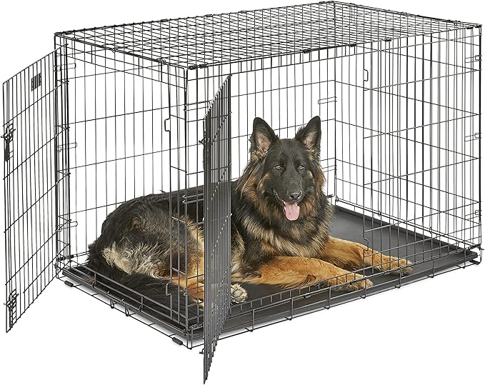 MidWest Homes for Pets Newly Enhanced Single & Double Door iCrate Dog Crate, Includes Leak-Proof Pan, Floor Protecting Feet, Divider Panel & New Patented Features