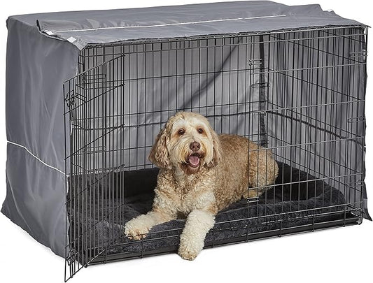 New World Dog Crate Comfort Kit by, Matching Dog Crate Cover & Dog Bed to Make Your Dogs Crate Their Home, Compatible with Midwest Homes for Pets & New World Dog Crates, Fits 48-Inch Dog Crate, Gray