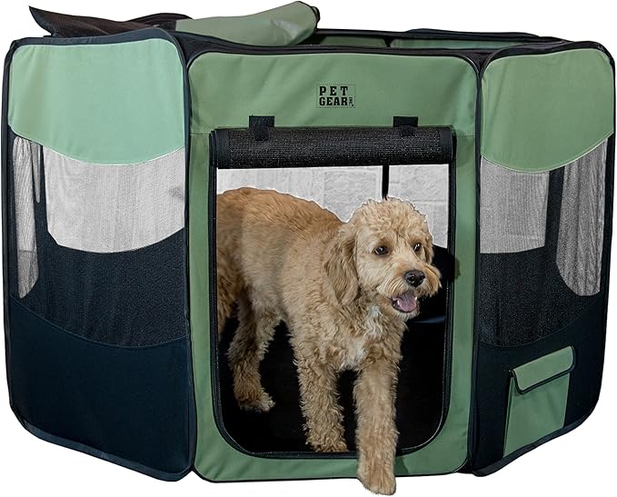 Pet Gear Travel Lite Portable Play Pen/Soft Crate with Removable Shade Top for Dogs/Cats/Rabbits, Easy-Fold + Built-in Stay Fold Band, Durable 600D Fabric, Indoor/Outdoor