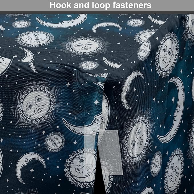 Ambesonne Sun and Moon Dog Crate Cover, Heavenly Bodies in Starry Night Sky Graphic Theme, Easy to Use Pet Kennel Cover for Medium Large Dogs, 42 Inch, Blue Grey