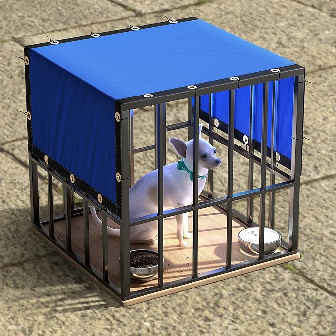 ColourTree 8' x 18' Blue Custom Size Shade Cloth with Grommets - 90% Sunblock, Durable Mesh Fabric Tarp for Dog Kennel Cover, Fence Privacy Screen, Greenhouse, Chicken Coop & Pet Playpen