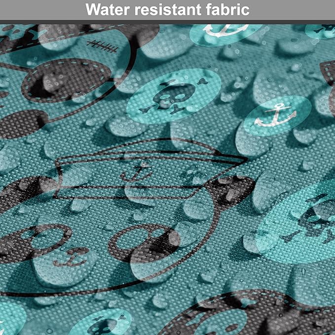 Lunarable Panda Dog Crate Cover, Pirate and Sailor Bears Skulls on Crossed Bones Anchors Within Circles, Easy to Use Pet Kennel Cover for Medium Large Dogs, 42 Inch, Teal Turquoise Black