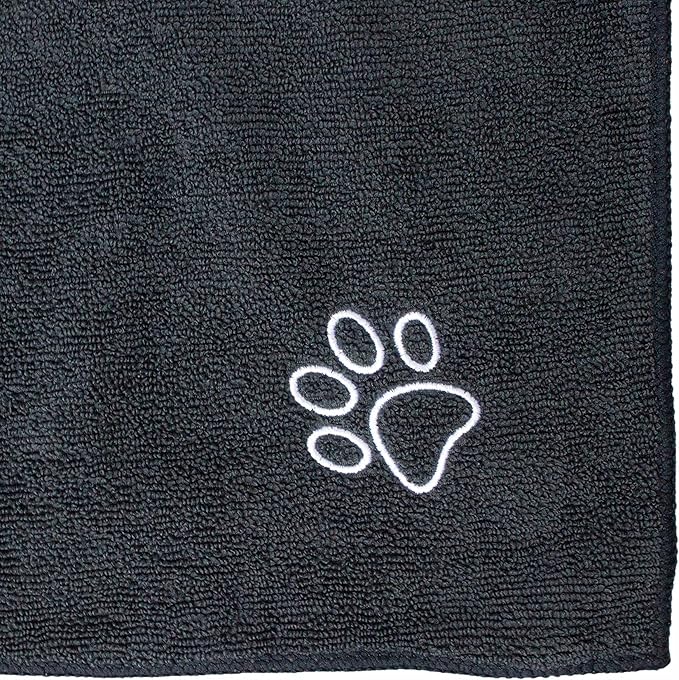 My Doggy Place - Super Absorbent Microfiber Towel - Dog Bathing Supplies - Microfiber Drying Towel - Washer Safe - Charcoal with Paw Print - 45 x 28 in - 1 Piece