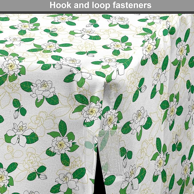 Lunarable Jasmine Dog Crate Cover, Gardenia Simplistic Romantic Flowers Continuous Pattern, Easy to Use Pet Kennel Cover for Medium Large Dogs, 36 Inch, Fern Green Pastel Yellow