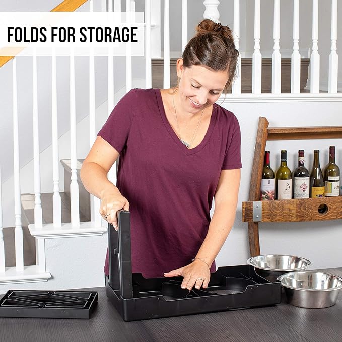 Pet Zone Elevated Dog Bowls Designer Diner 3 Height Adjustable Raised Dog Bowl Stand with 2 Stainless Steel Bowls (7 Cup Capacity Each)