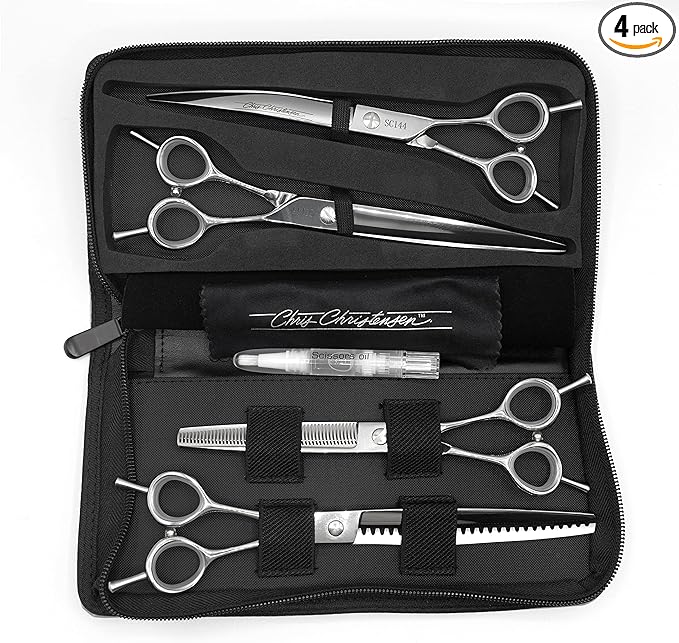 Chris Christensen Classic Series Grooming Shears, Full Set of Shears With Case, Groom Like a Professional, Any Skill Level, Made From 440C Japanese Steel