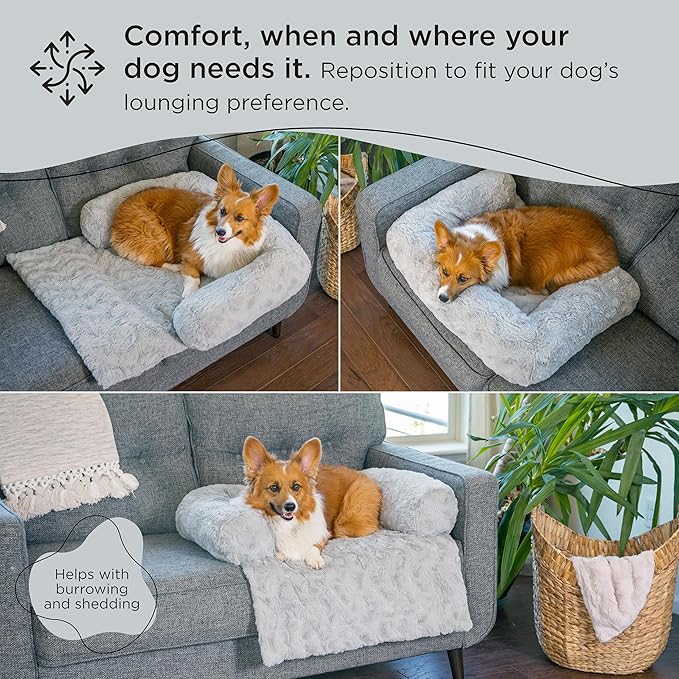 Best Friends by Sheri Calming Blanket with Bolster Dog Blanket, Gray, Medium