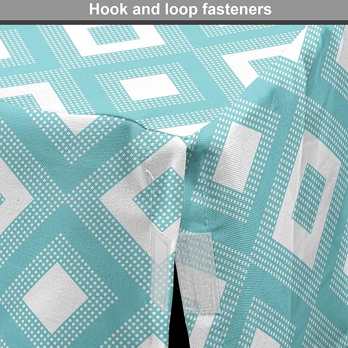 Lunarable Geometric Dog Crate Cover, Nested Diagonal Squares with Tiny Polka Dots Symmetric Repetition, Easy to Use Pet Kennel Cover for Small Dogs Puppies Kittens, 22 Inch, White and Pale Teal