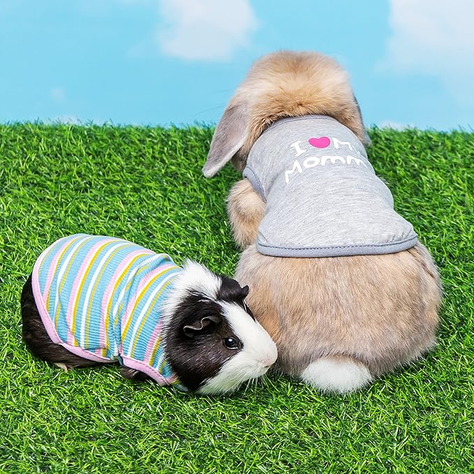 Guinea Pig Clothes - 2 Pack Cute Small Animal Vest Clothes for Rat Rabbit Chinchilla Ferret Kitten Chihuahua - Soft Breathable T-Shirt Pet Costume