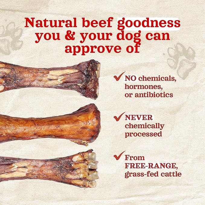 Natural Farm Smoked Beef Shin Bones (3 Pack), 100% Natural Beef Dog Bones, High in Minerals & Vitamins, Mental Stimulation, Grain-Free Long-Lasting Bones for Large and Medium Dogs