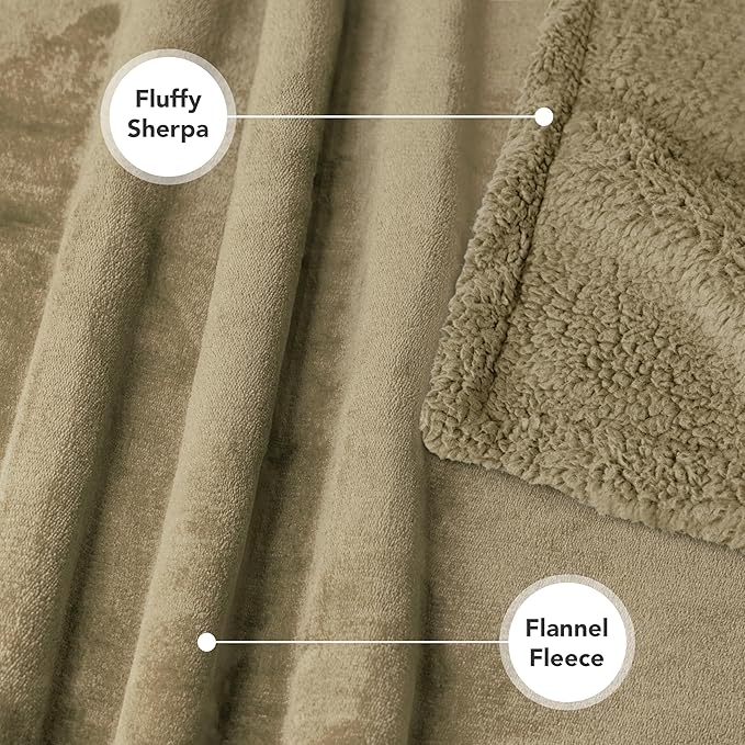 PetAmi WATERPROOF Dog Blanket for Bed, XL Dog Pet Blanket Couch Cover Protector, Sherpa Fleece Leakproof Blanket for Crate Kennel Sofa Furniture Queen Bed Protection Reversible Soft 90x90 Taupe Taupe