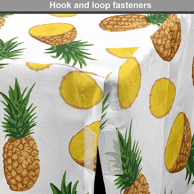 Lunarable Pineapple Dog Crate Cover, Sliced in Half Ananas Exotic Fruit Rhythmic Retro Look Print, Easy to Use Pet Kennel Cover for Small Dogs Puppies Kittens, 22 Inch, Mustard Fern Green