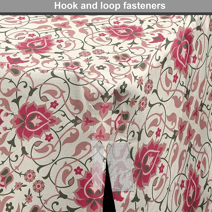 Lunarable Traditional Dog Crate Cover, Lotus Motif with Petals Swirled Stalks and Leaves, Easy to Use Pet Kennel Cover for Cats & Medium Dogs, 30 Inch, Champagne Dried Rose