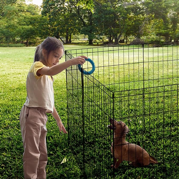 Dog Playpen - Foldable Metal Exercise Puppy Play Pen with 8 24x30in Panels - Indoor/Outdoor Pen with Door for Dogs, Cats or Small Animals by PETMAKER