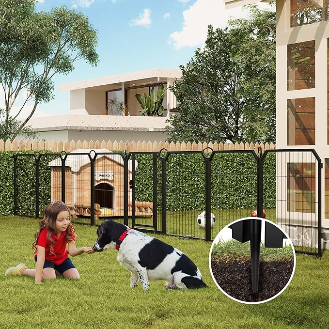 Dog Playpen Portable Extra Large 16 Panels 24" Height Adjustable with Gate, Perfect for Puppies and Small Dogs, Easy to Store, Customizable Layout for Indoor, Yard, RV Camping，Fence partition