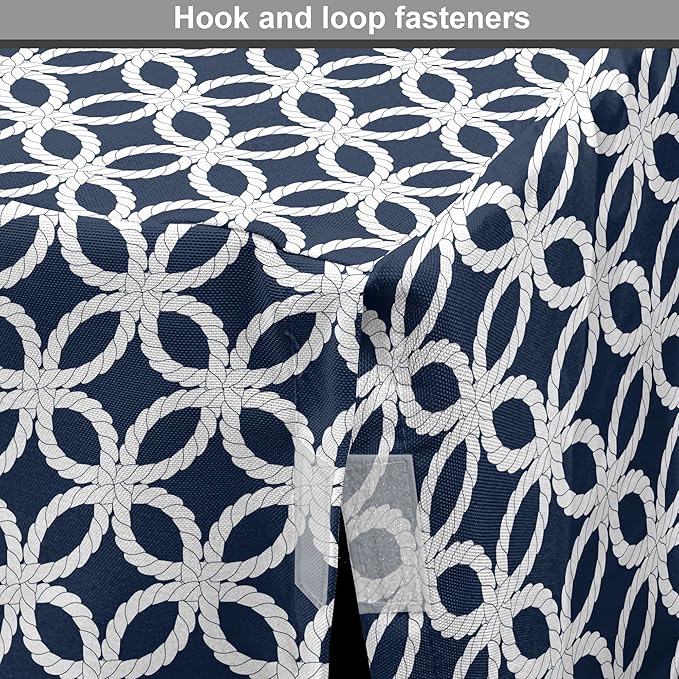 Ambesonne Navy Blue Dog Crate Cover, Marine in Geometric Pattern Design Ocean Travel Cruise Mosaic Ornament, Easy to Use Pet Kennel Cover for Medium Large Dogs, 48 Inch, Blue White