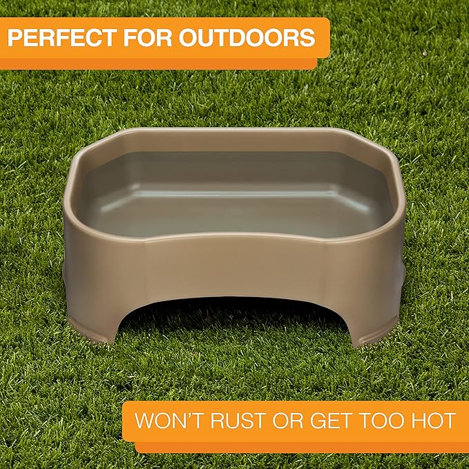 Neater Pet Brands Extra Large Water Bowl for Dogs, Outdoor Dog Water Bowl (2.25 Gallon Extra-Large Capacity), Big Trough Style Food Dish for Indoors or Outside, No Spill Large Dog Bowls, Champagne
