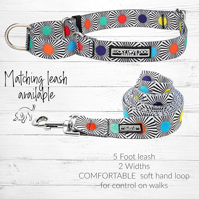 Lucky Love Dog, Adjustable Fun Style Martingale Collar for Dogs, Comfy & Bright Color, Premium No Slip Dog Collar - (Small, SOCO Mart - Combo)