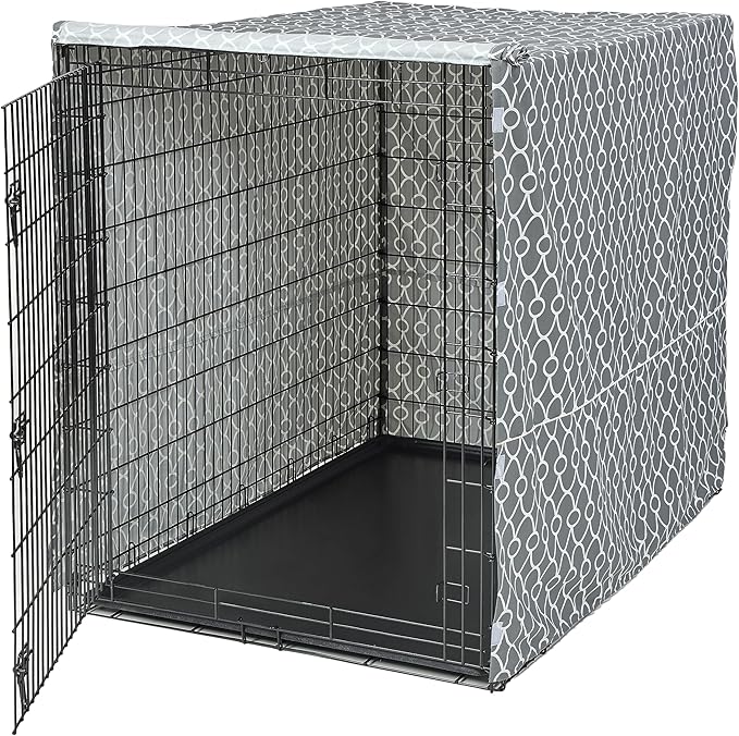 MidWest Homes for Pets Dog Crate Cover, Privacy Dog Crate Cover Fits Midwest Dog Crates, Crate Cover Only; Machine Wash & Dry; Gray Geo Print; 54 inch