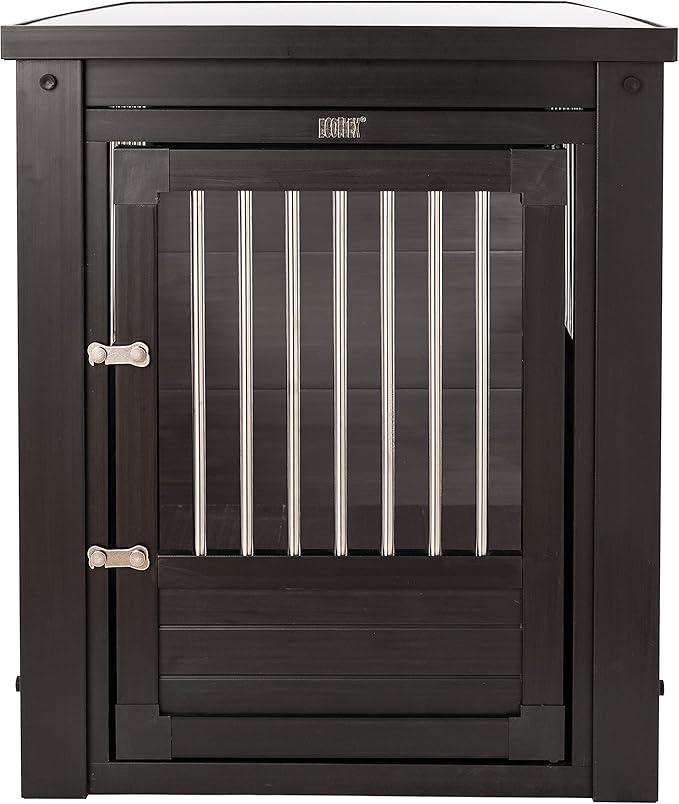 New Age Pet ECOFLEX Dog Crate End Table - Furniture-Style Pet Crate for Crate Trained Dogs - Stainless Steel Tubing & a Latched Closure - 10 Year Manufacturer's Warranty, X-Large, Black