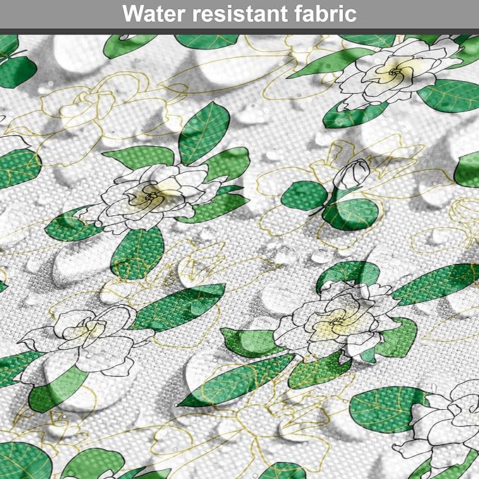 Lunarable Jasmine Dog Crate Cover, Gardenia Simplistic Romantic Flowers Continuous Pattern, Easy to Use Pet Kennel Cover for Cats & Medium Dogs, 24 Inch, Fern Green Pastel Yellow