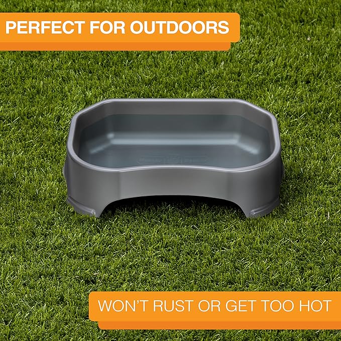 Neater Pet Brands Large Water Bowl for Dogs, Outdoor Dog Water Bowl (1.25 Gallon Extra-Large Capacity), Big Trough Style Food Dish for Indoors or Outside, No Spill Large Dog Bowls, Gunmetal Grey