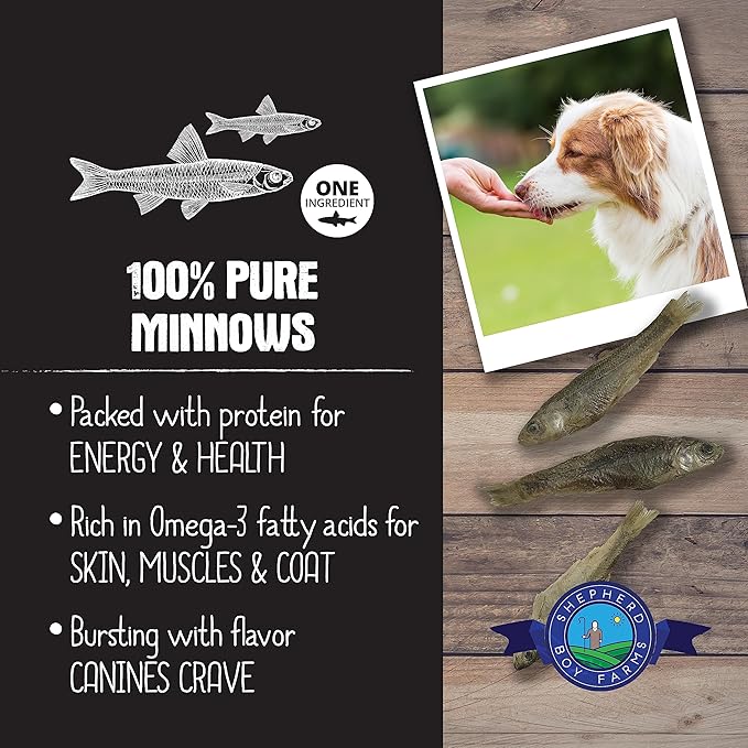 Freeze Dried Dog and Cat Treats, Minnows, All Natural Single Ingredient Freeze-Dried Dog Treat & Dog Snacks, Made in USA, High in Protein, Essential Nutrition of Raw Dog Food, 5oz