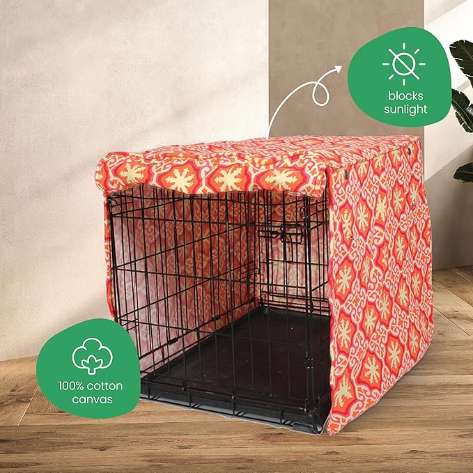 Molly Mutt Papillon Dog Crate Cover, 100% Cotton Canvas Cover with 2 Roll-Up Panels, Ideal for Dog or Cat Crate, Durable, Washable, and Free of Harmful Chemicals, 36" x 24" x 27"