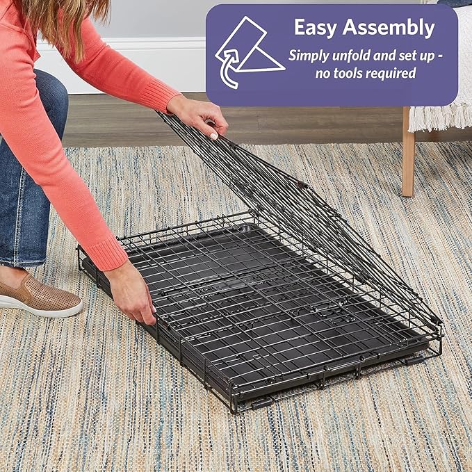 MidWest Homes for Pets Newly Enhanced Single & Double Door iCrate Dog Crate, Includes Leak-Proof Pan, Floor Protecting Feet, Divider Panel & New Patented Features