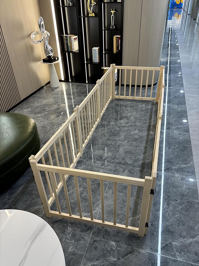 Ball & Cast 31" Wooden Freestanding Dog Gate with 360° Folding Hinges,8-Panel U/Z-Shaped Adjustable Pet Fence for Doorways & Stairs,Indoor Step-Over Barrier,Apartment,Living Room,Natural