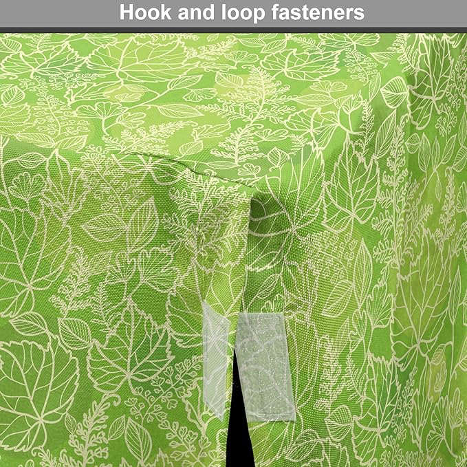 Lunarable Green Dog Crate Cover, Line Art Style Flourish Pattern on Green Tone Backdrop Ornate Victorian, Easy to Use Pet Kennel Cover for Medium Large Dogs, 42 Inch, Apple Green Pale Yellow