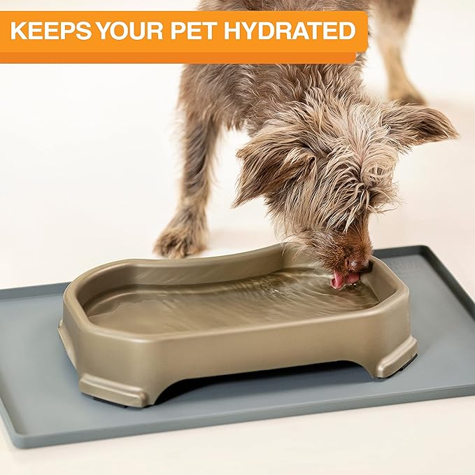 Neater Pet Brands Large Capacity Outdoor Dog Water Bowl for Small Dogs, Cats, Reptiles, Birds, & Small Animals, Outdoor Water Bowls for Dogs (8 Cups), Feed Bowl & Trough, Indoor or Outside, Champagne