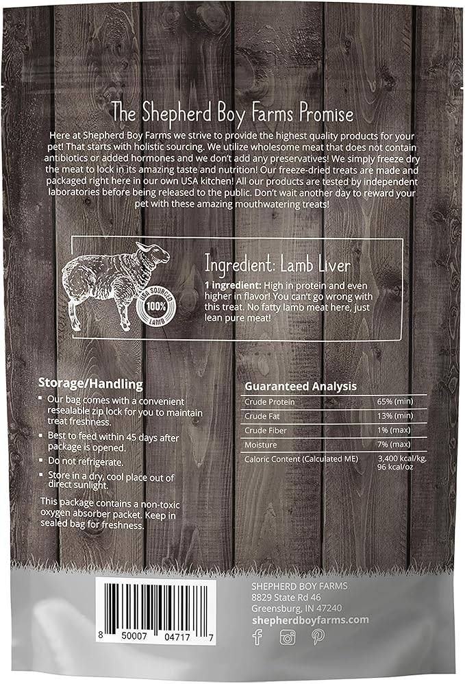 Freeze Dried Dog and Cat Treats, Lamb Liver, All Natural Single Ingredient Freeze-Dried Dog Treat & Dog Snacks, Made in USA, High Protein, Essential Nutrition of Raw Dog Food, 3oz