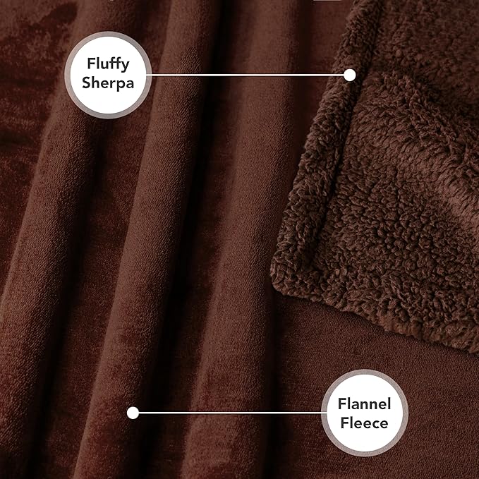 PetAmi WATERPROOF Dog Blanket For Bed, XL Dog Pet Blanket Couch Cover Protection, Sherpa Fleece Leakproof Bed Blanket for Crate Kennel Sofa Furniture Protector, Reversible Soft Plush 80x60 Brown Brown