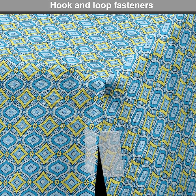 Lunarable Yellow and Blue Dog Crate Cover, Hand Drawn Abstract Ornament Rhombus Shapes Mosaic Vintage, Easy to Use Pet Kennel Cover for Medium Large Dogs, 36 Inch, Blue Aqua Yellow