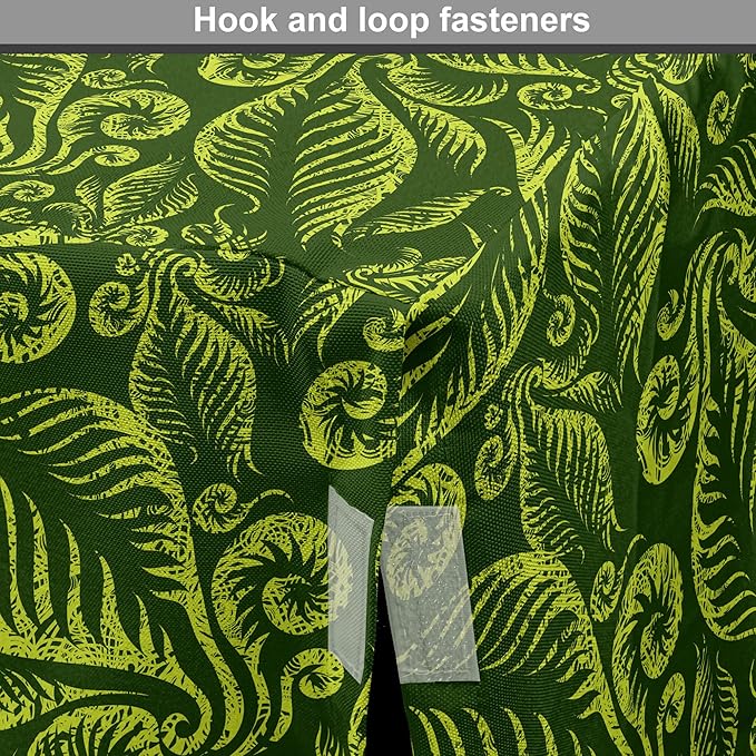 Lunarable Hunter Green Dog Crate Cover, Baroque Style Damask Floral Pattern with Leaves Swirled Branches Retro Design, Easy to Use Pet Kennel Cover for Small Dogs Puppies Kittens, 18 Inch, Lime Green