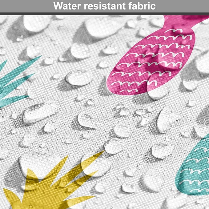 Lunarable Yellow Pineapple Dog Crate Cover, Rhythmic Ananas Fruits in Colorful Design Summer Tropical Concept, Easy to Use Pet Kennel Cover for Cats & Medium Dogs, 30 Inch, Turquoise Hot Pink