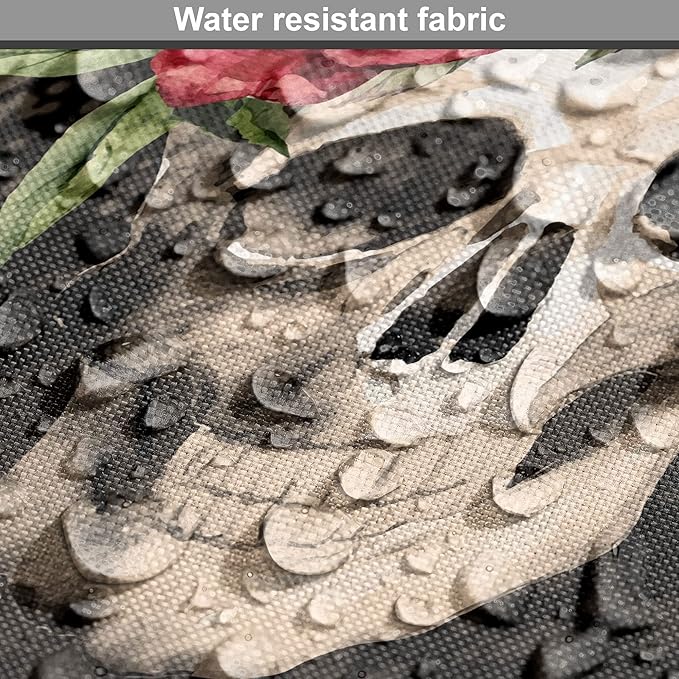 Lunarable Halloween Dog Crate Cover, Mexican Sugar Skull Rose Bouquets Spooky Traditional Humour Culture, Easy to Use Pet Kennel Cover for Cats & Medium Dogs, 24 Inch, Black Grey