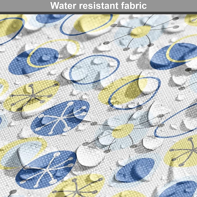 Lunarable Yellow and Blue Dog Crate Cover, Random Doodle Circles Abstract Floral Pattern, Easy to Use Pet Kennel Cover for Medium Large Dogs, 48 Inch, Pale Yellow Pale Blue