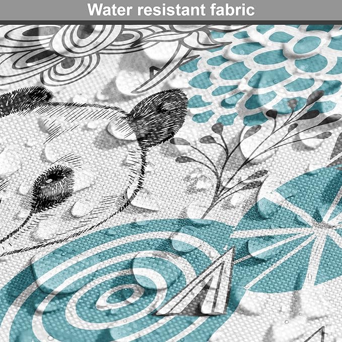 Lunarable Panda Dog Crate Cover, Portraits of Chinese Bears on Sketch Flowers and Abstract Circular Shapes, Easy to Use Pet Kennel Cover for Small Dogs Puppies Kittens, 22 Inch, Slate Blue Pink Grey