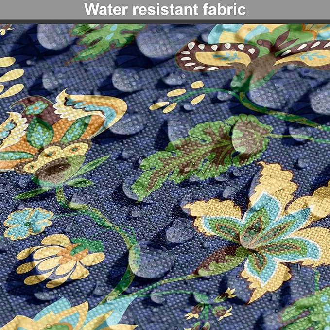 Lunarable Jacobean Dog Crate Cover, Triangles with Floral Pattern Stalks Leaves Flowers Whimsical Nature, Easy to Use Pet Kennel Cover for Small Dogs Puppies Kittens, 18 Inch, Dark Blue Green Mustard