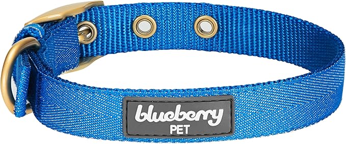 Blueberry Pet 6 Colors The Most Coveted Designer Mixed Metallic Thread Adjustable Dog Collar in Sparkling Azure Blue with Metal Buckle, Neck 17-20.5", for Large Breed