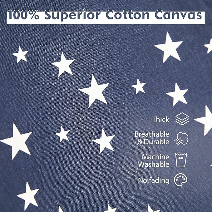 Pet Teepee Tents, 24 Inch Portable Indoor Dog Teepee Bed with Thick Cushion, Washable Navy Blue Stars Pattern Teepee Tent House for Puppy & Cat