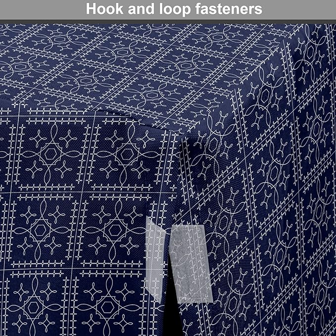 Ambesonne Abstract Geometry Dog Crate Cover, Style Motifs in Squares Rhythmic Arrangement, Easy to Use Pet Kennel Cover for Cats & Medium Dogs, 30 Inch, Blue White
