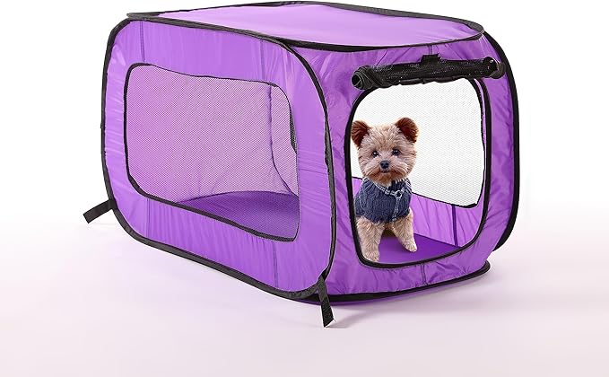 Beatrice Home Fashions Portable, Collapsible, Pop Up Kennel Travel Cat and Dog Crate, 32.5" L x 19.5" W x 19.5" H, Purple