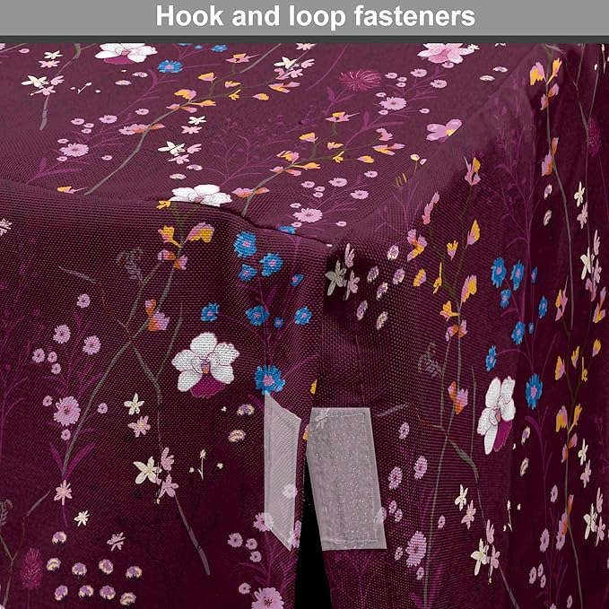 Lunarable Maroon Dog Crate Cover, Pattern of Wildflowers Scene Botanical Spring Time Elements Colorful Blooms, Easy to Use Pet Kennel Cover for Cats & Medium Dogs, 24 Inch, Maroon Multicolor