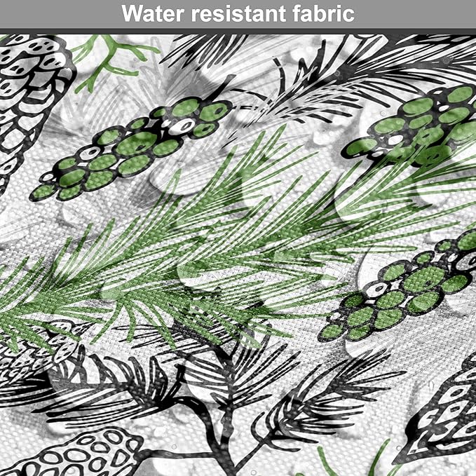 Lunarable Green Xmas Dog Crate Cover, Pine Cones and Holiday Theme Plants Fir Tree Motifs Print, Easy to Use Pet Kennel Cover for Medium Large Dogs, 42 Inch, White Fern Green