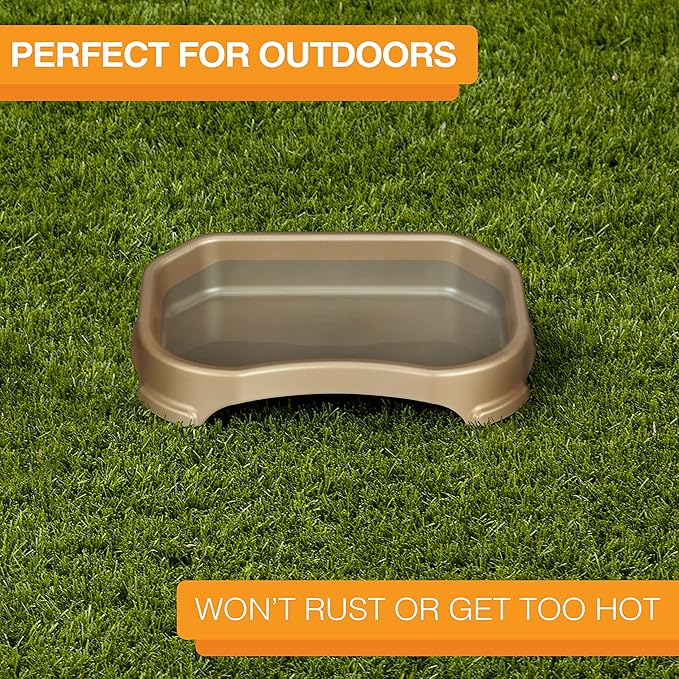 Neater Pet Brands Large Capacity Outdoor Dog Water Bowl for Small Dogs, Cats, Reptiles, Birds, & Small Animals, Outdoor Water Bowls for Dogs (8 Cups), Feed Bowl & Trough, Indoor or Outside, Champagne