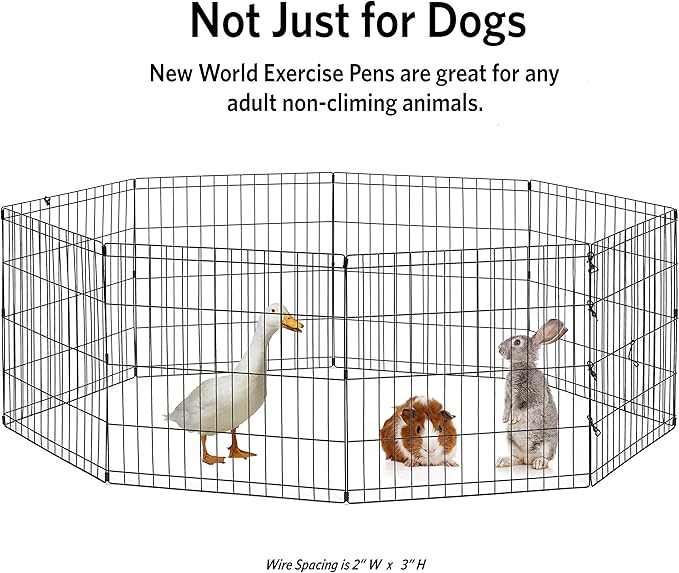 New World Dog Exercise Pen & Playpen, 24" W X 18" H, No Door, Black B550-18